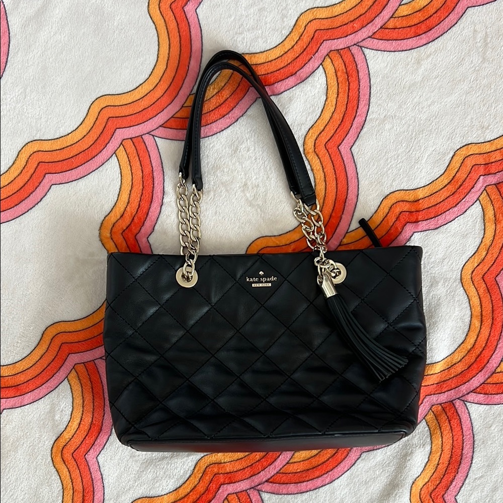 Vintage Kate Spade Black Quilted Shoulder Bag